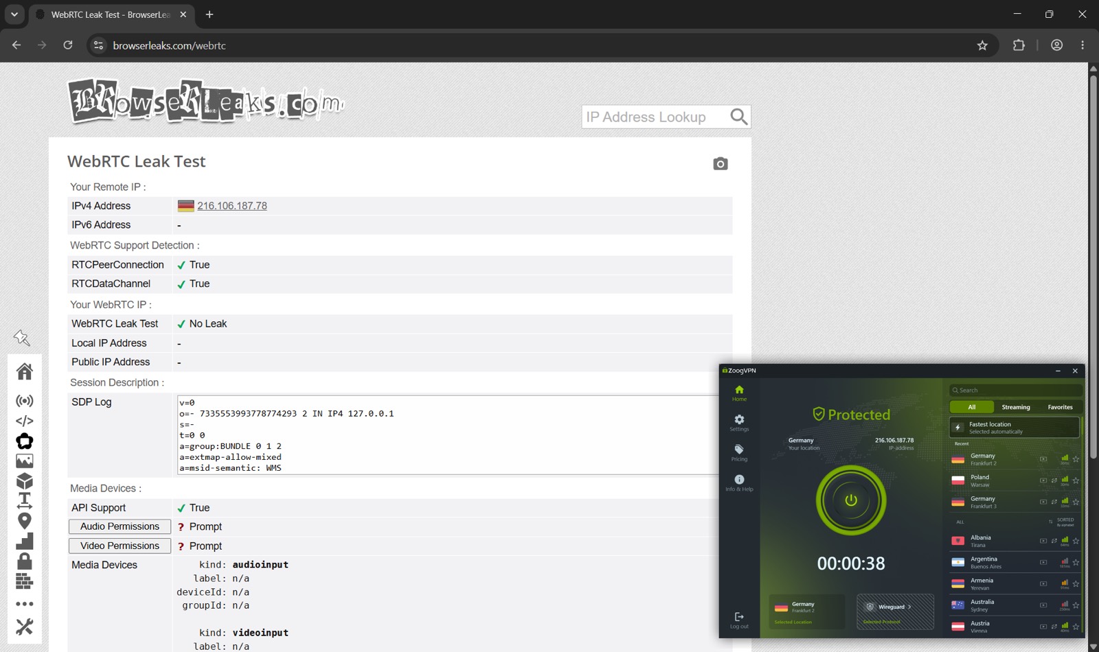 WebRTC: no leak
